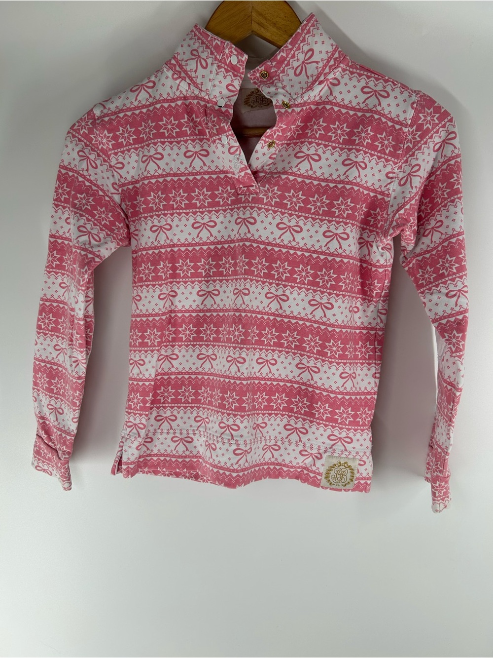 The Beaufort Bonnet Company Pink and White Fair Isle Long Sleeve Top
